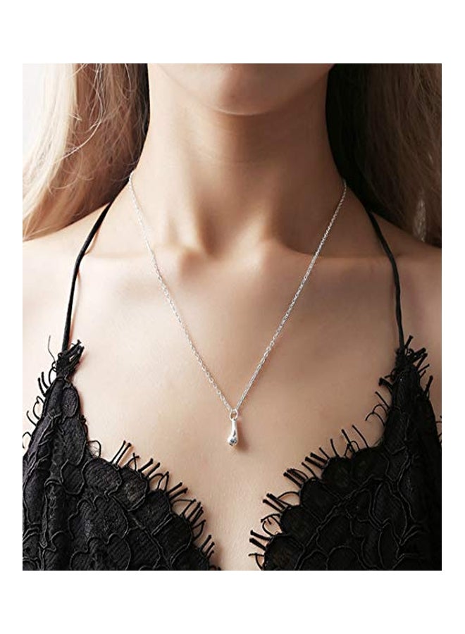 Baican 925 Sterling Silver Plated Water Drops Pendant Necklace Earrings Ring And Bracelet Set  - Image 4