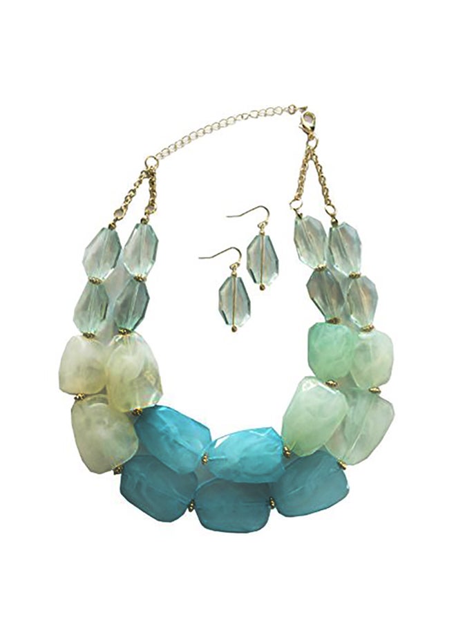 Multi Aquamarine And Turquoise Necklace And Earrings Set - v1553287660/N22542955A_1