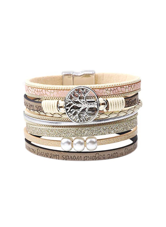 KSQS Tree Of Life Multilayer Engraved With Pearl Wrap Bracelet - Image 1