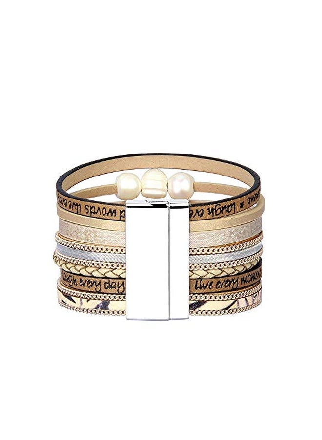 KSQS Tree Of Life Multilayer Engraved With Pearl Wrap Bracelet - Image 3
