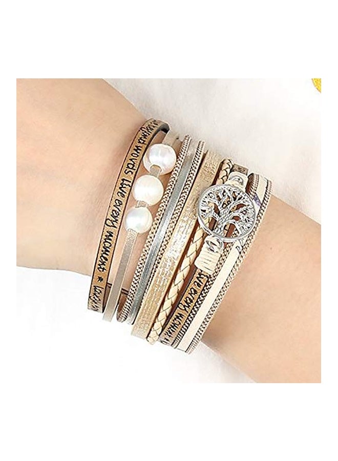 KSQS Tree Of Life Multilayer Engraved With Pearl Wrap Bracelet - Image 4
