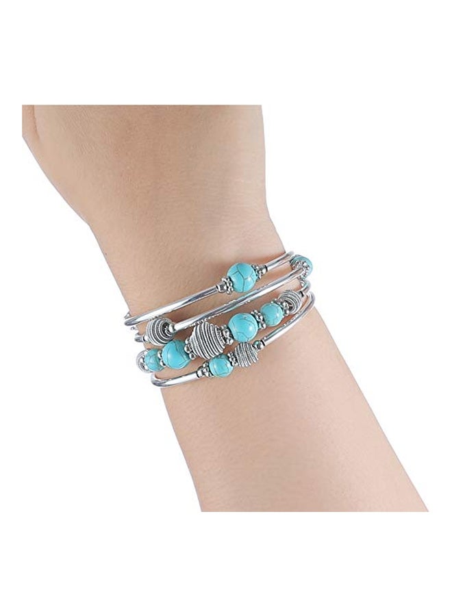 Pearl&Club - Silver Plated Turquoise Beaded Bracelet - Image 1