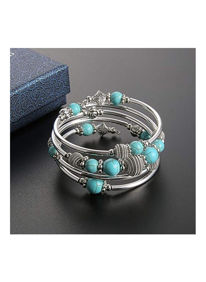 Pearl&Club - Silver Plated Turquoise Beaded Bracelet - Image 1