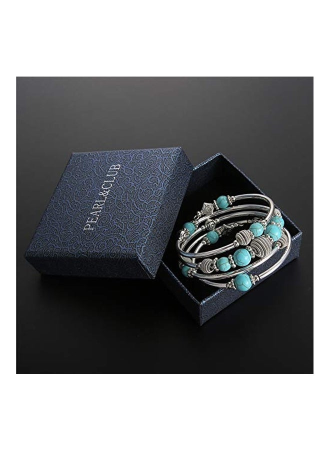 Pearl&Club - Silver Plated Turquoise Beaded Bracelet - Image 1
