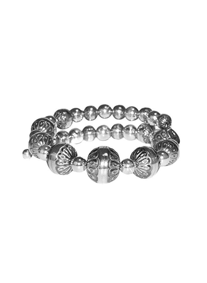 American West - 925 Sterling Silver Pearl Beaded Coil Bracelet - Image 1