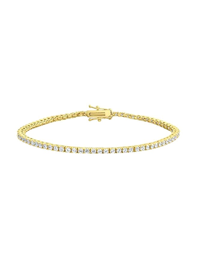 KEZEF Creations Brass 14 Karat Gold Plated Cubic Zirconia Studded Tennis Bracelet - Image 1