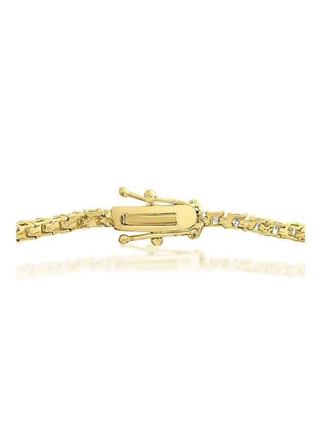 KEZEF Creations Brass 14 Karat Gold Plated Cubic Zirconia Studded Tennis Bracelet - Image 2