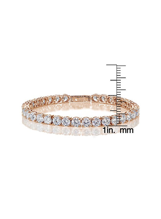 Hoops & Loops - 925 Sterling Silver Cubic Zirconia Studded Tennis Bracelet - Image 1