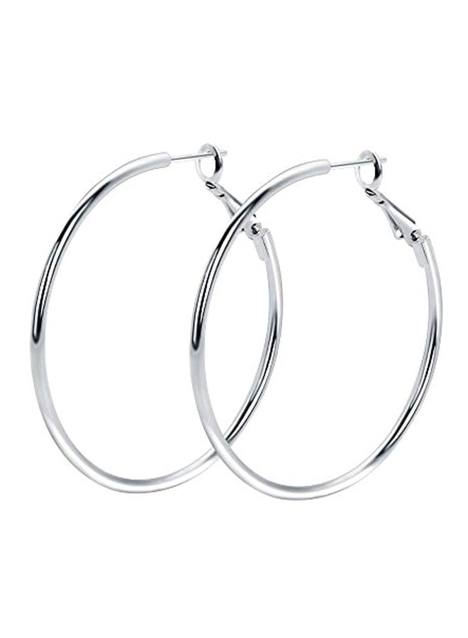 Rugewelry 18 Karat White Gold Plated 925 Sterling Silver Hoop Earrings  - Image 1