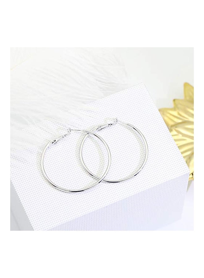 Rugewelry 18 Karat White Gold Plated 925 Sterling Silver Hoop Earrings  - Image 3