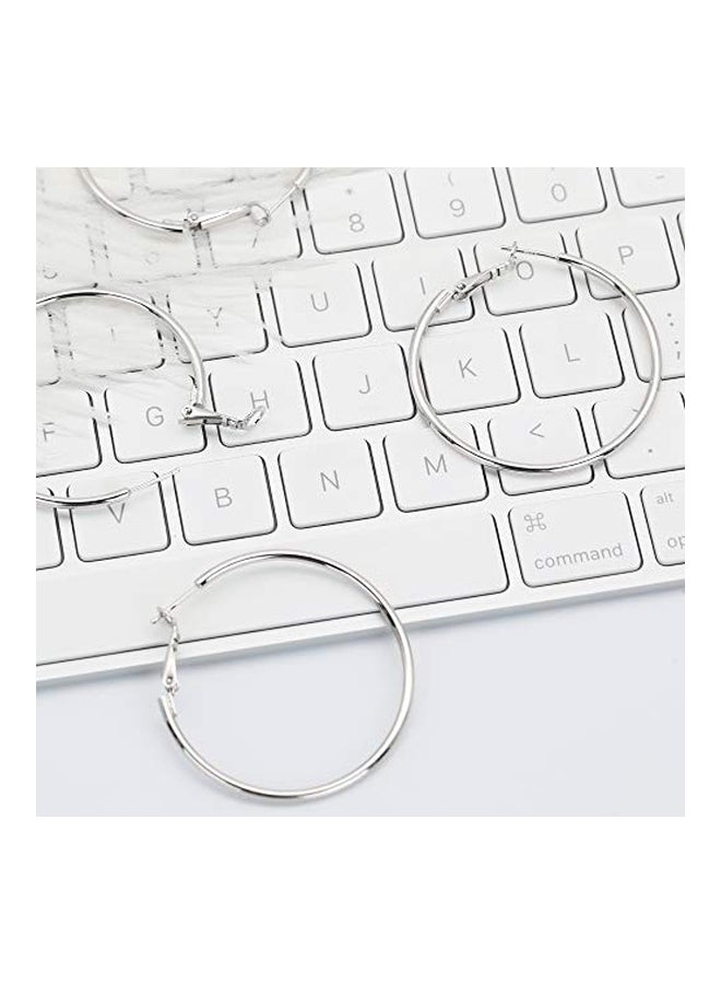Rugewelry 18 Karat White Gold Plated 925 Sterling Silver Hoop Earrings  - Image 4