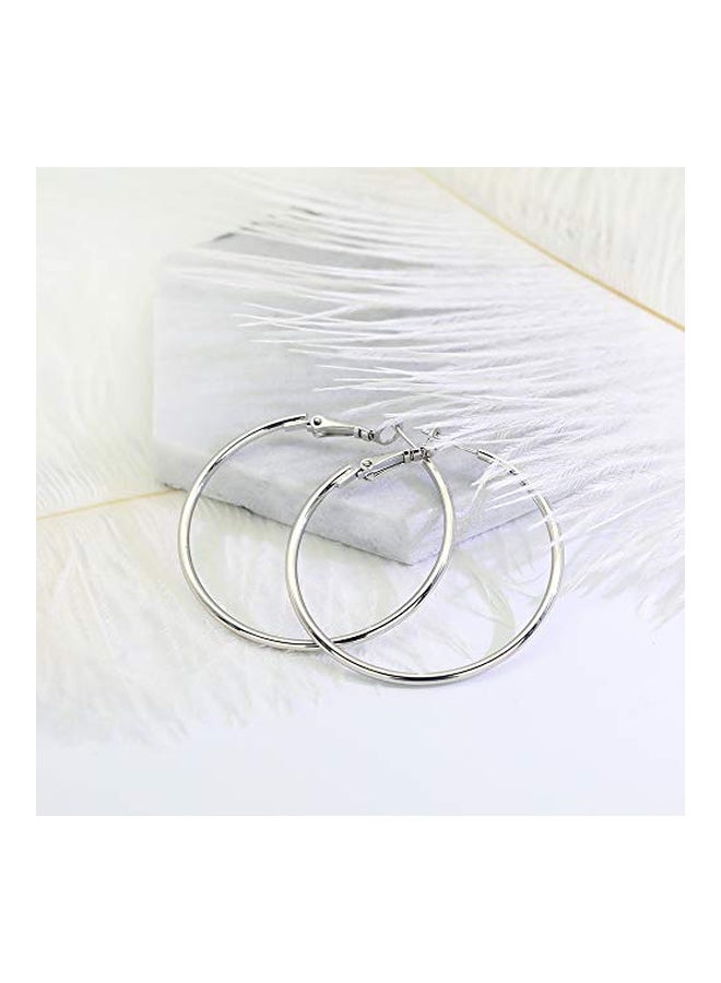 Rugewelry 18 Karat White Gold Plated 925 Sterling Silver Hoop Earrings  - Image 5