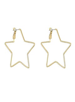 14 Karat Gold Plated Brass Pentagram Hoop Earrings