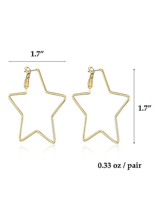 dnswez - 14 Karat Gold Plated Brass Pentagram Hoop Earrings - Image 1