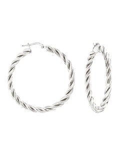 ROSS-SIMONS 925 Sterling Silver Twisted Hoop Earrings  - Image 1