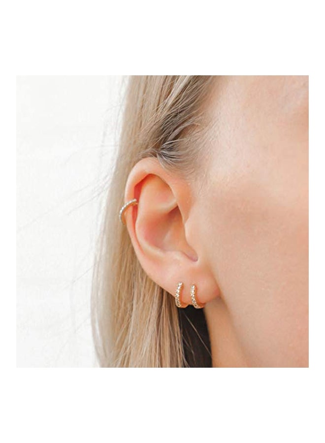 Heart Made of Gold - 18 Karat Gold Plated Brass Cubic Zirconia Studded Hoop Earrings - Image 1