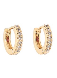 18 Karat Gold Plated Brass Cubic Zirconia Studded Hoop Earrings