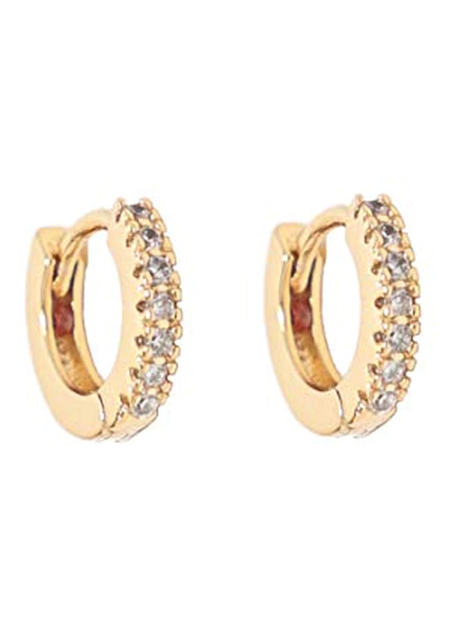 Heart Made of Gold - 18 Karat Gold Plated Brass Cubic Zirconia Studded Hoop Earrings - Image 1