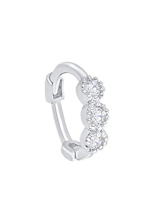 14 Karat Rhodium Plated Bras Cubic Zirconia Studded Hoop Earring - v1553288218/N22543736A_1