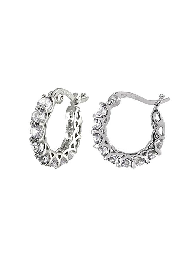 آيس جيمس حلق أذن من الفضة الإسترليني عيار 925 مرصع بالزركونيا المكعبة بتصميم حلقي يغطي شحمة الأذن - Image 1