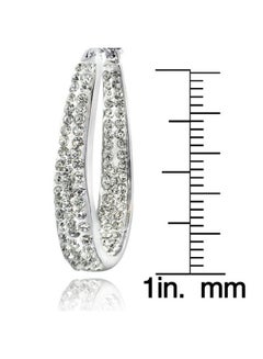 Silver Plated Brass Crystal Studded Oval Hoop Earrings - v1553288386/N22543946A_2