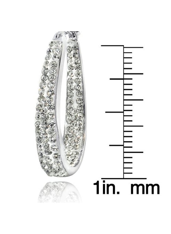GemStar USA Silver Plated Brass Crystal Studded Oval Hoop Earrings  - Image 2