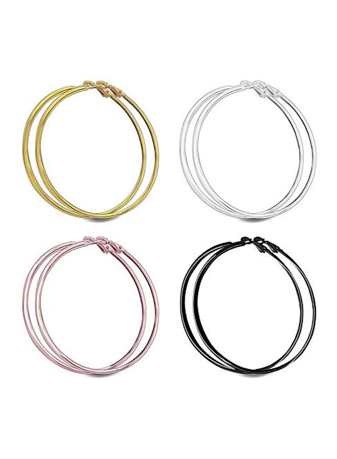 Liffly Set Of 4 Stainless Steel Hoop Earrings - Image 1