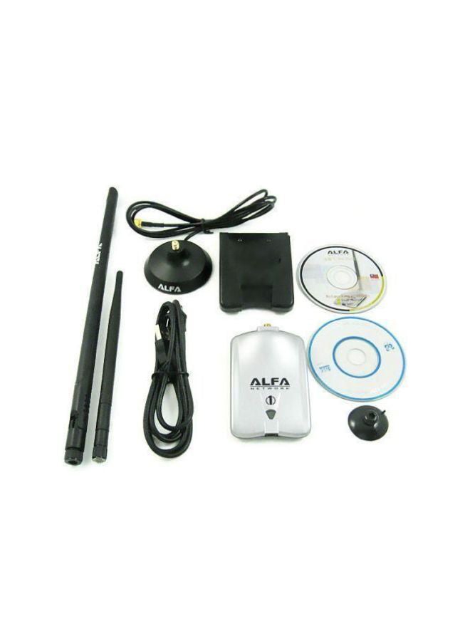 محول USB لاسلكي ألفا بمدى طويل أسود/أبيض