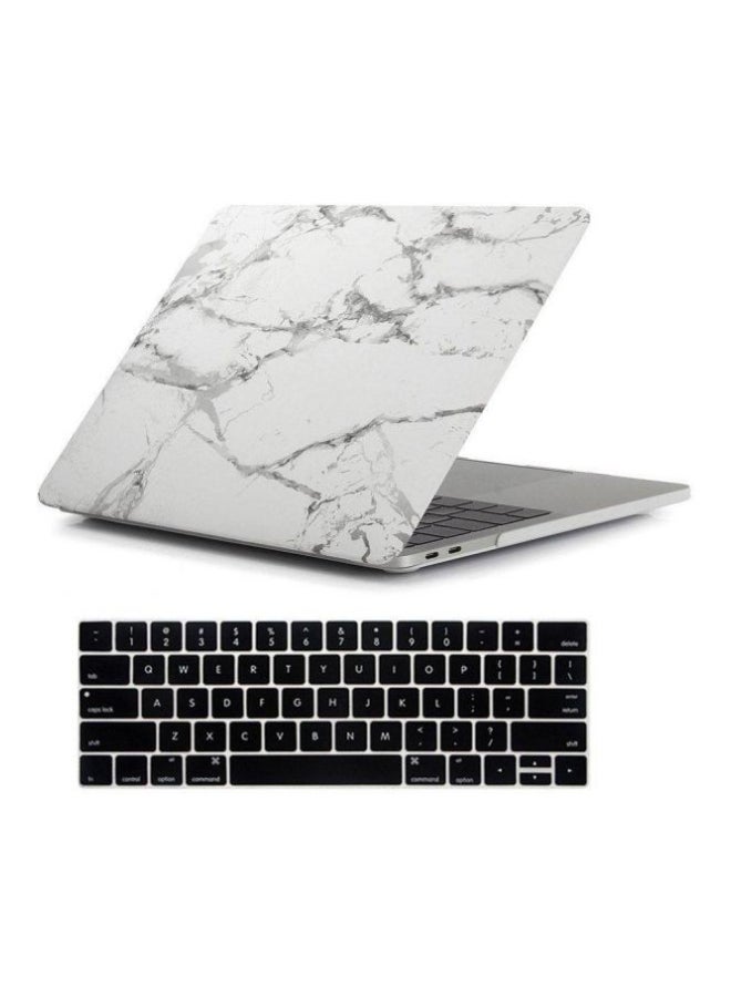 Hard Case Shell Cover With Keyboard Skin Cover For Apple MacBook Pro 13-Inch White Marble  - Image 2