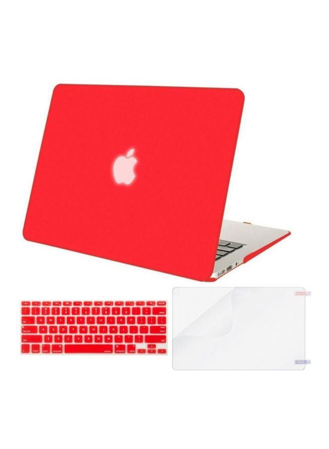 Protective Case With Keyboard Skin And Screen Protector For Apple MacBook Air 13-Inch Red