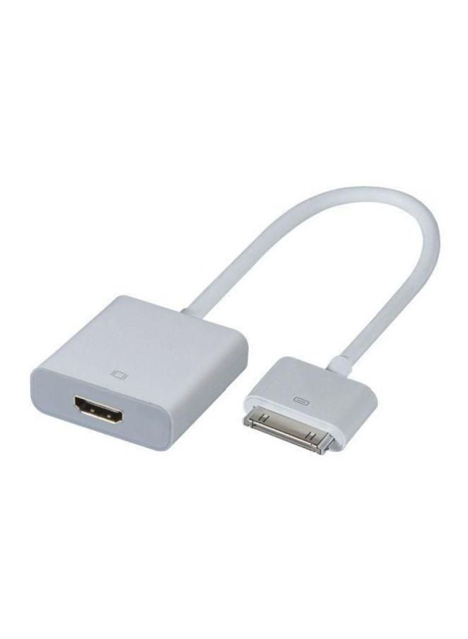 Portable Dock Connector To HDMI Adapter White