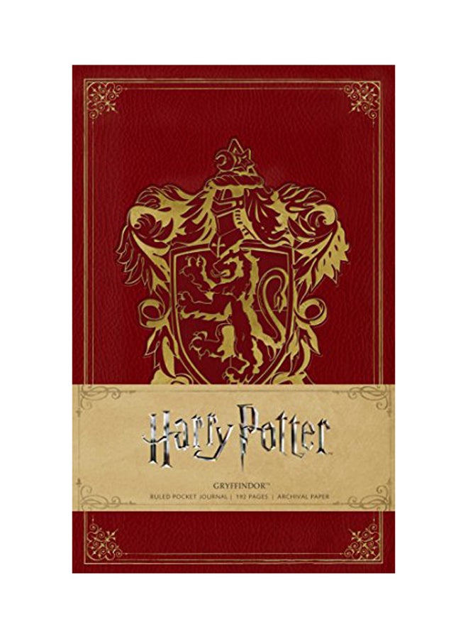 مفكرة يوميات مسطرة بغلاف صلب مطبوع لمنزل جريفندور من سلسلة Harry Potter أحمر