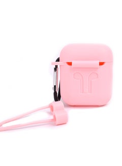 Protective Silicone Cover With Carabiner For Apple AirPods Pink