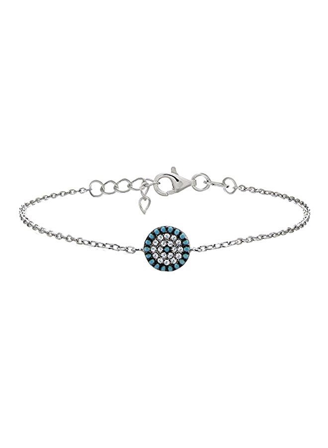 925 Sterling Silver Nano Round Evil Eye Bracelet