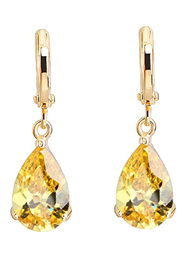 Crystalline Azuria Brass Teardrop Earrings 
