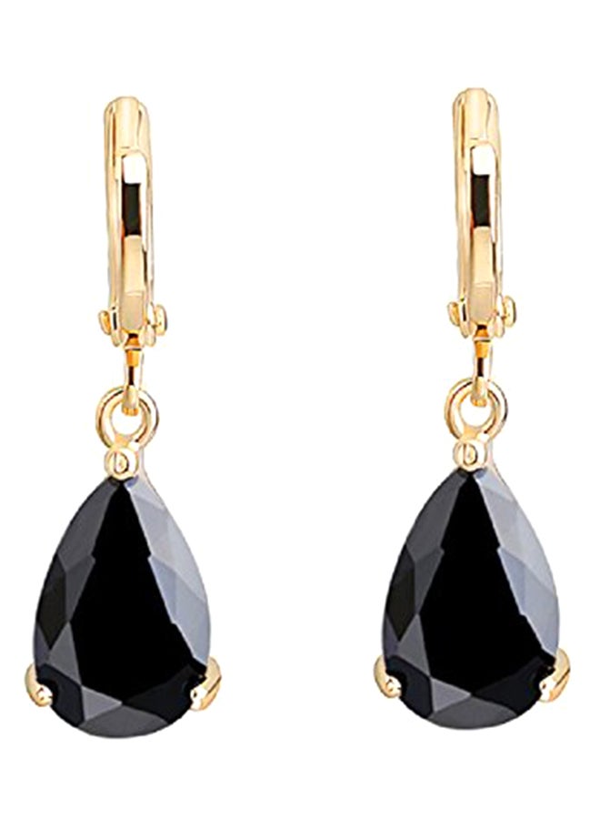 Crystalline Azuria Gold Plated Brass Teardrop Earrings 