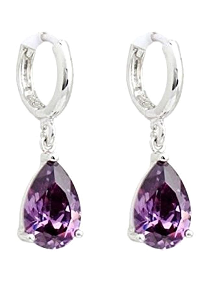 Crystalline Azuria Brass Teardrop Earrings 