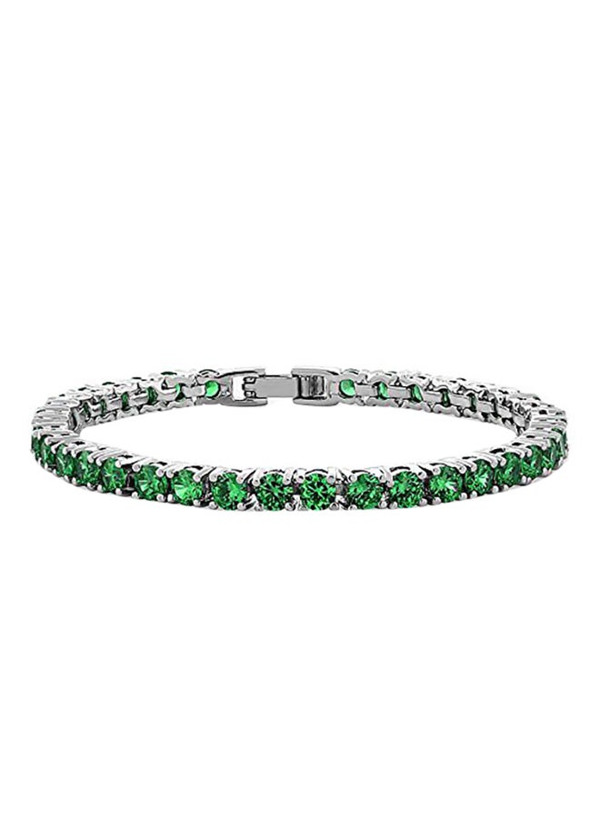 GEM STONE KING Brass 10.00 Ct Round Cubic Zirconia Tennis Bracelet 