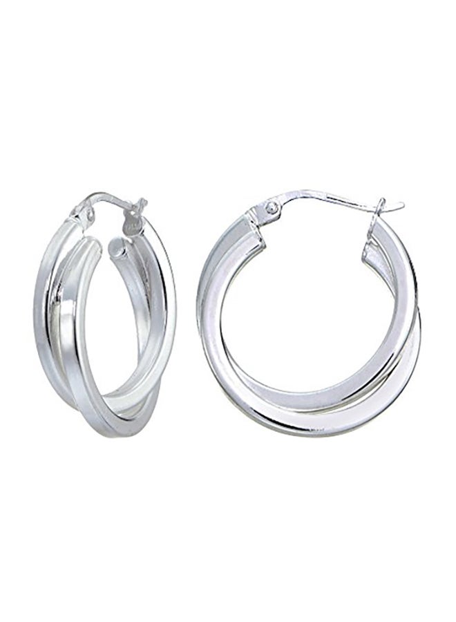 Hoops & Loops - 925 Sterling Silver Square-Tube Double Hoop Earrings - Image 1