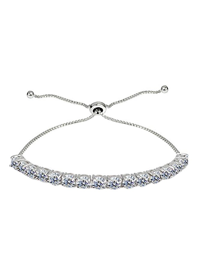GemStar USA 925 Sterling Silver Round-Cut Adjustable Bracelet 