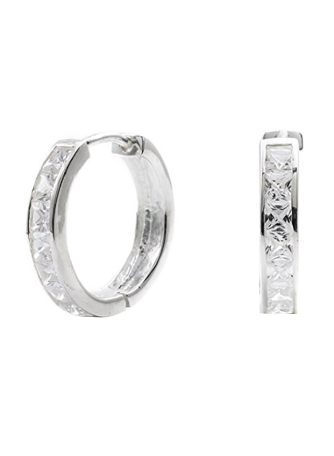 Silverly 925 Sterling Silver Square Zirconia Hoop Earrings