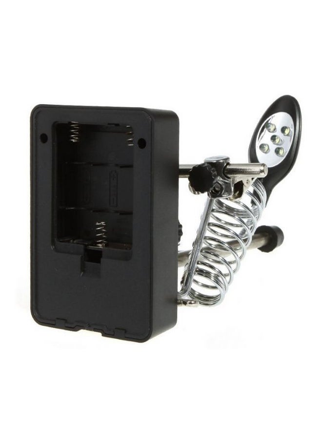 Soldering Iron Stand Clamp Holder Magnifying Lens Magnifier with 5 LED Light Black 6.8x10x16cm - Image 2