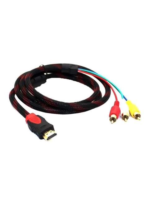 كابل تمديد ذكر ناقل للإشارات من HDMI إلى RCA أسود/أحمر/أصفر