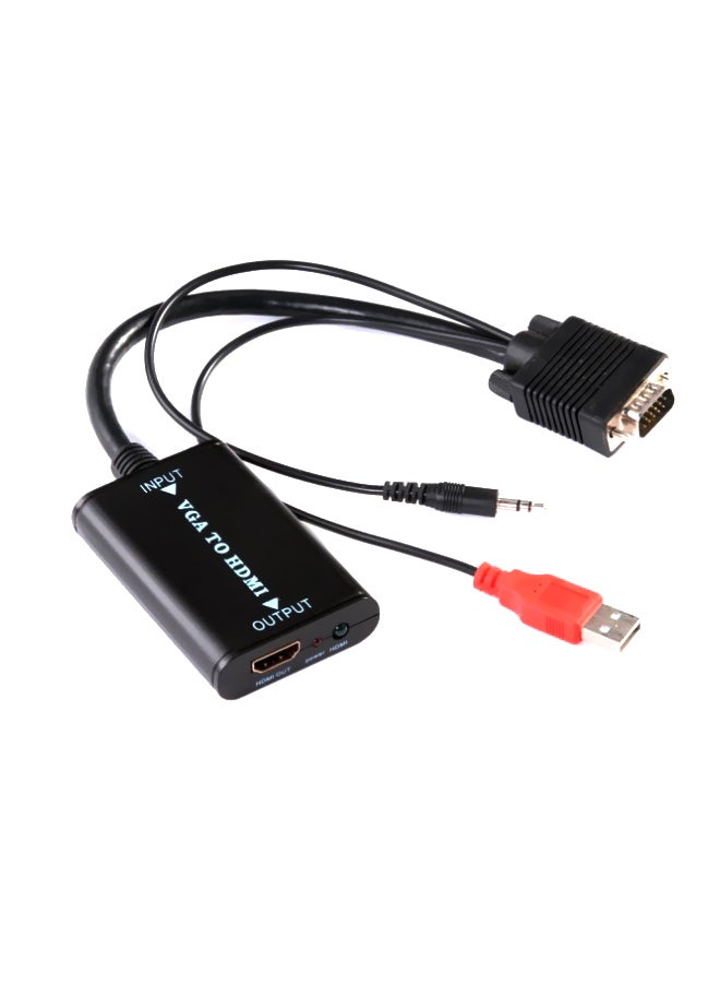 VGA Male To HDMI Cable Converter Adapter Black/Red