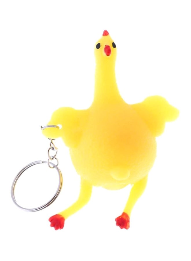 سلسلة مفاتيح على شكل دجاجة ترقد أصفر/ فضي/ أحمر - Image 1