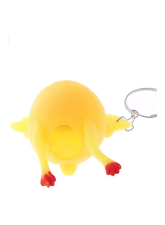 سلسلة مفاتيح على شكل دجاجة ترقد أصفر/ فضي/ أحمر - Image 2
