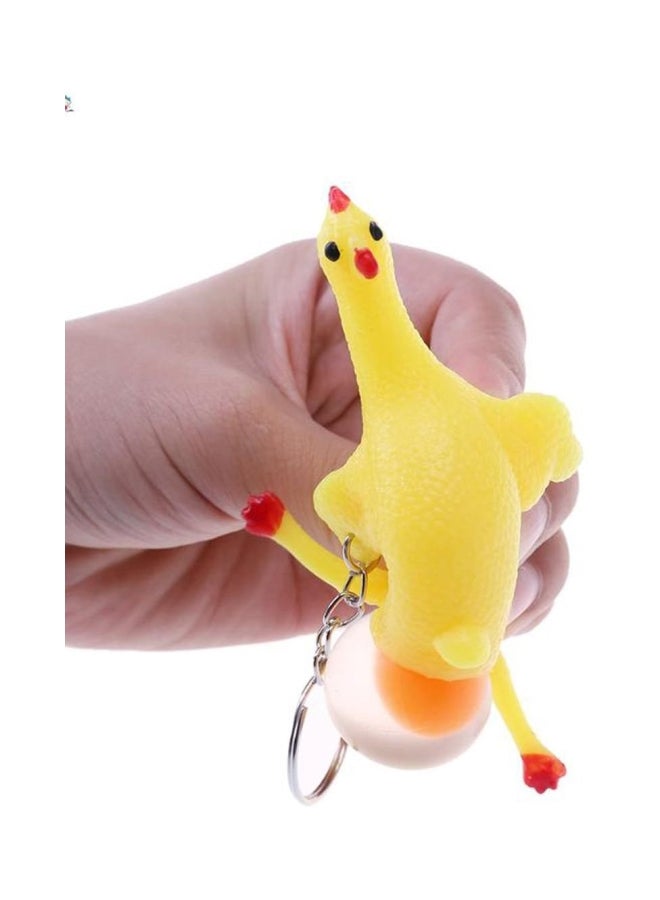 سلسلة مفاتيح على شكل دجاجة ترقد أصفر/ فضي/ أحمر - Image 3
