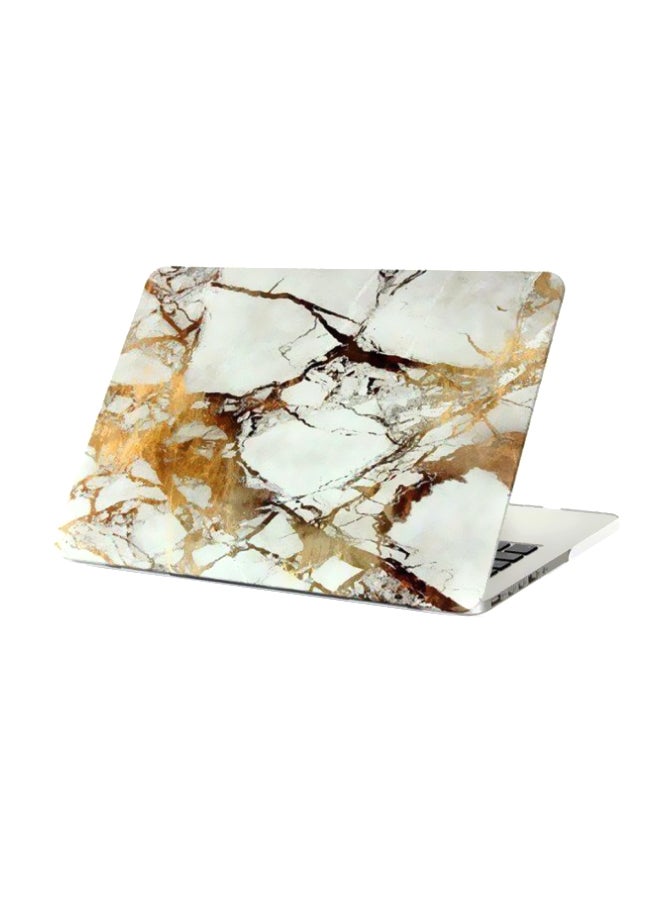 Marble Texture Printed Hard Case For Apple MacBook Pro 13/13.3-Inch White/Gold