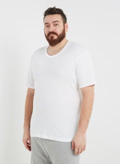 3-Piece Cotton Round Neck Undershirt White