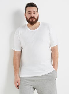 3-Piece Cotton Round Neck Undershirt White